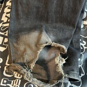 Black Distressed Ripped Jeans Hem